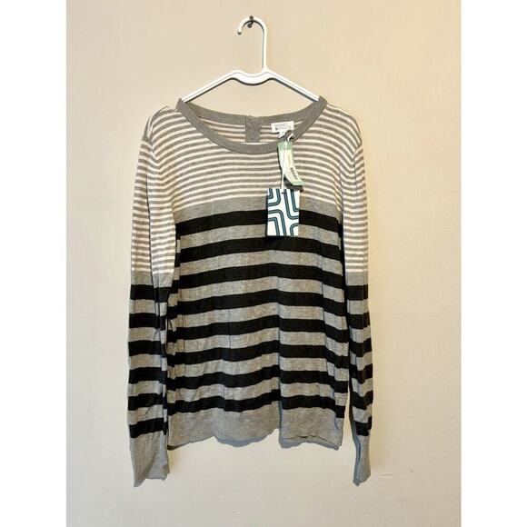 Market & Spruce Striped Sweater Black White Gray Size XXL New - Picture 1 of 6